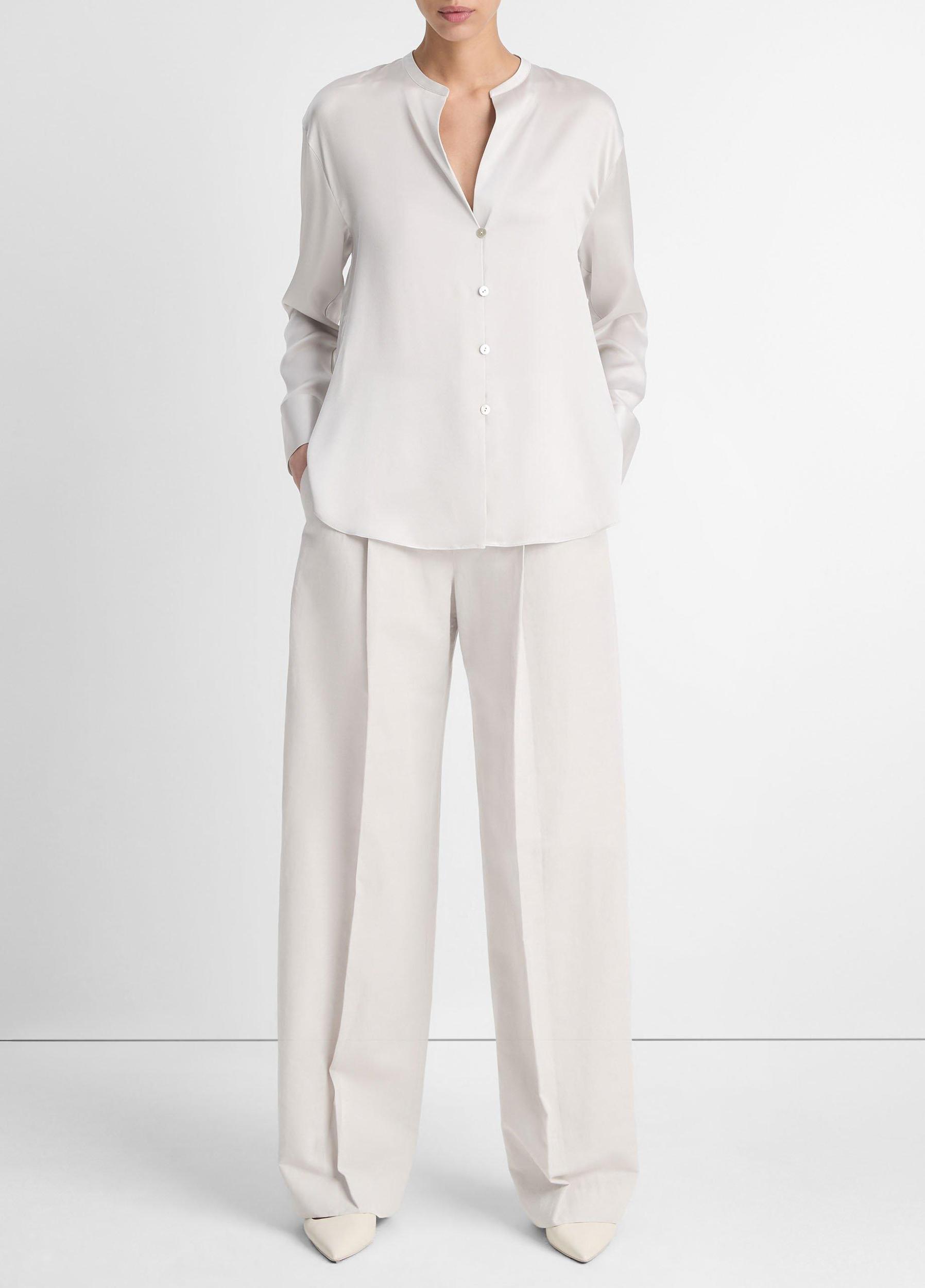 Silk Band-Collar Blouse Product Image