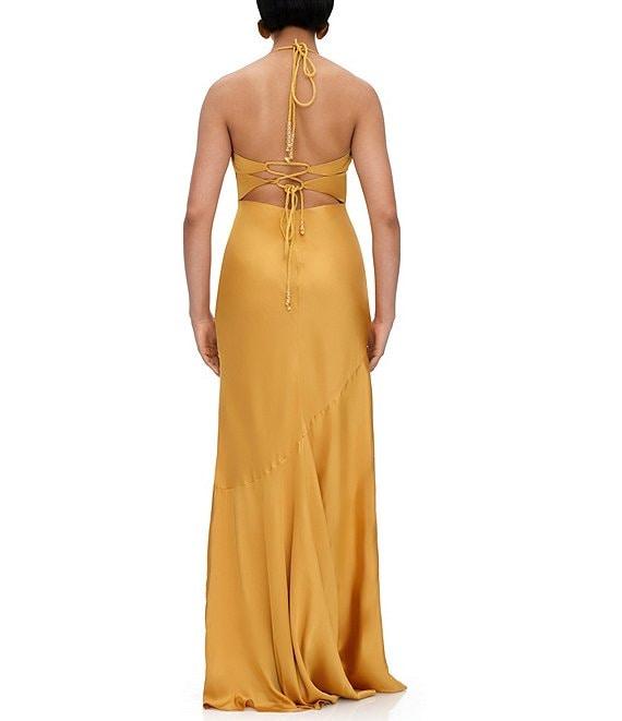 Andrea Iyamah Tiro Drape V-Neck Sleeveless Asymmetrical Seam Dress Product Image