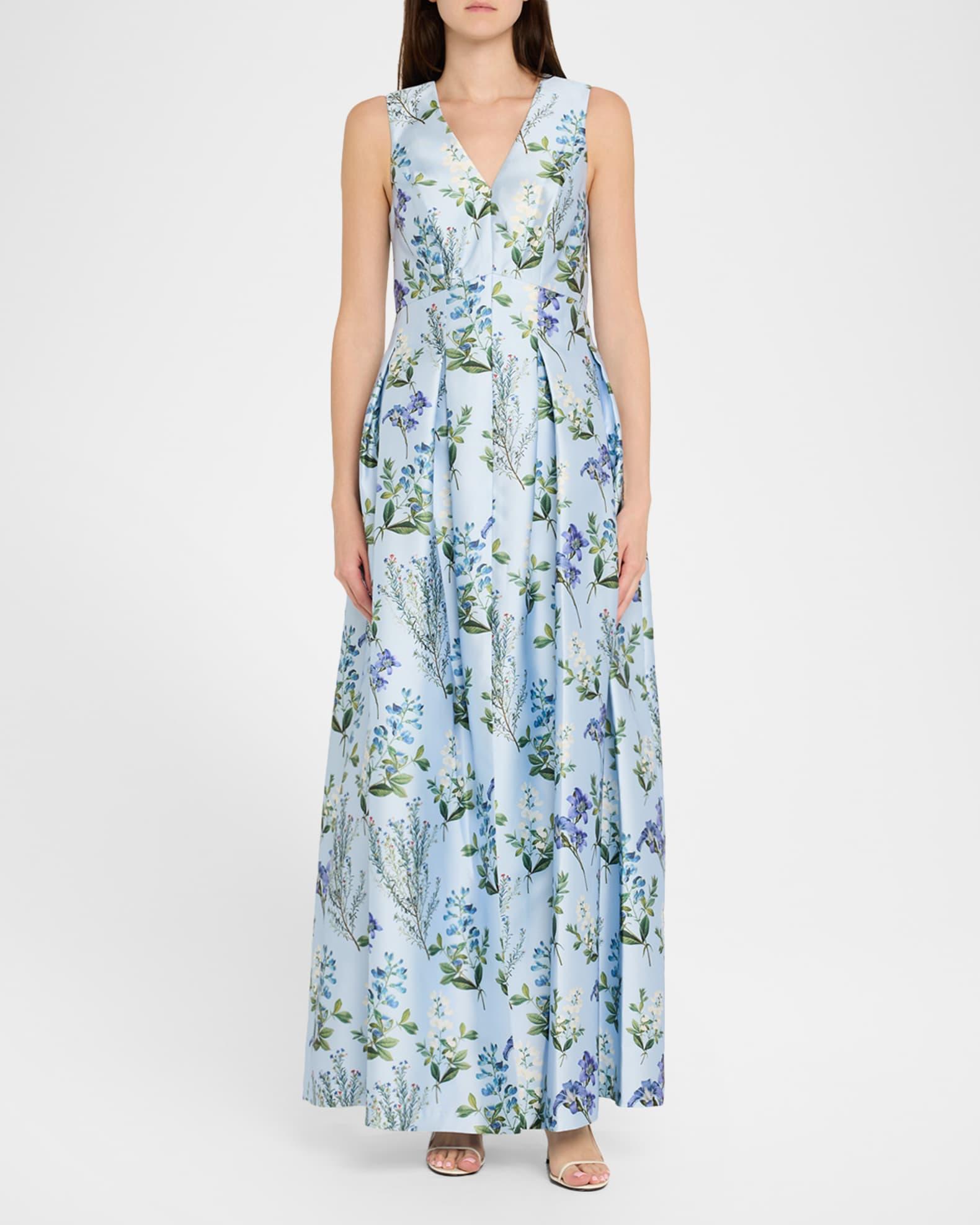 Brooke Pleated Floral-Print Mikado Gown Product Image
