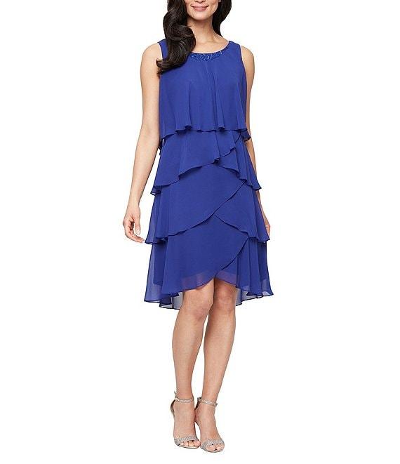 Ignite Evenings Emebllished Tiered Chiffon Jacket Dress Product Image