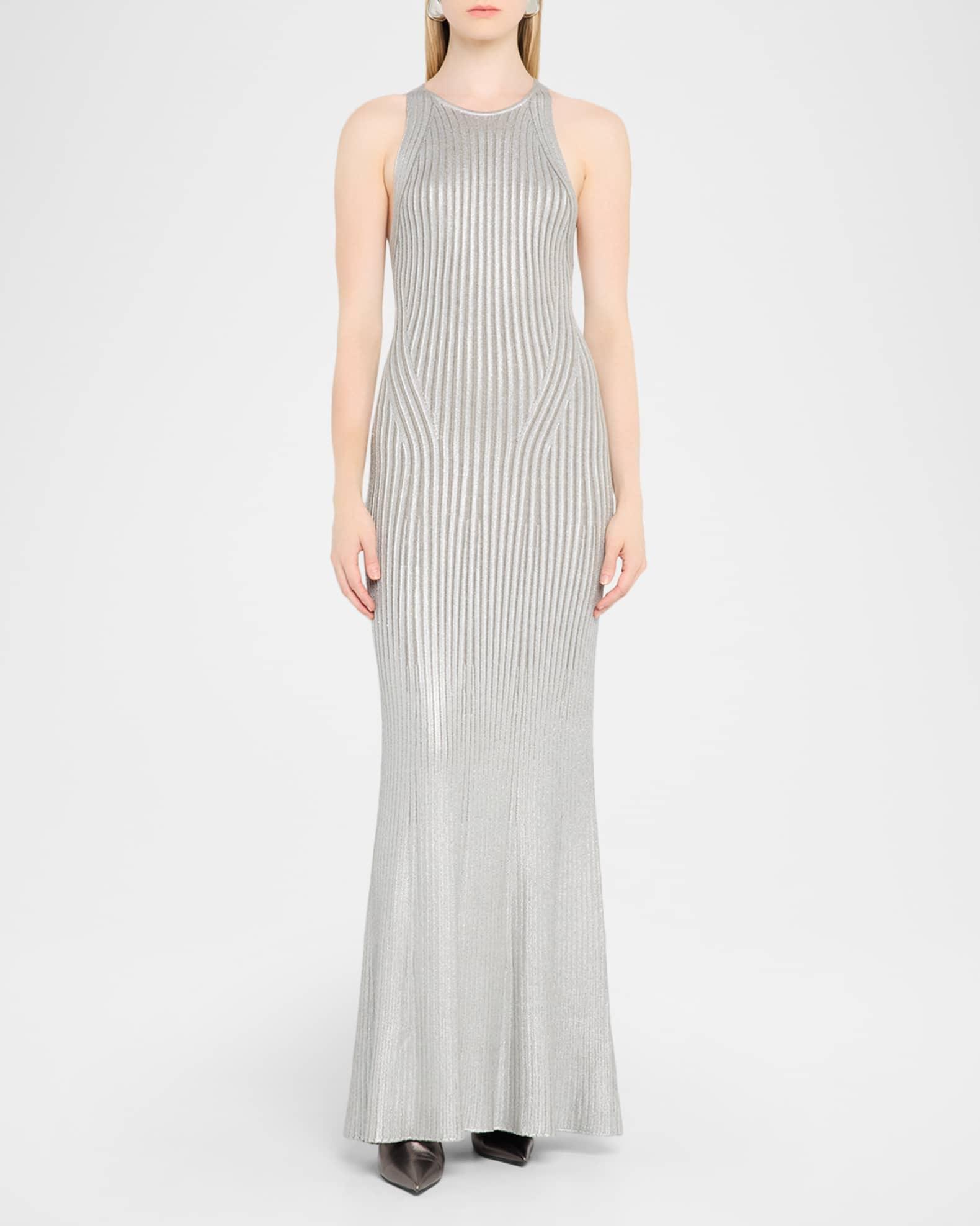 Foil-Print Sleeveless Open-Back Dress Product Image