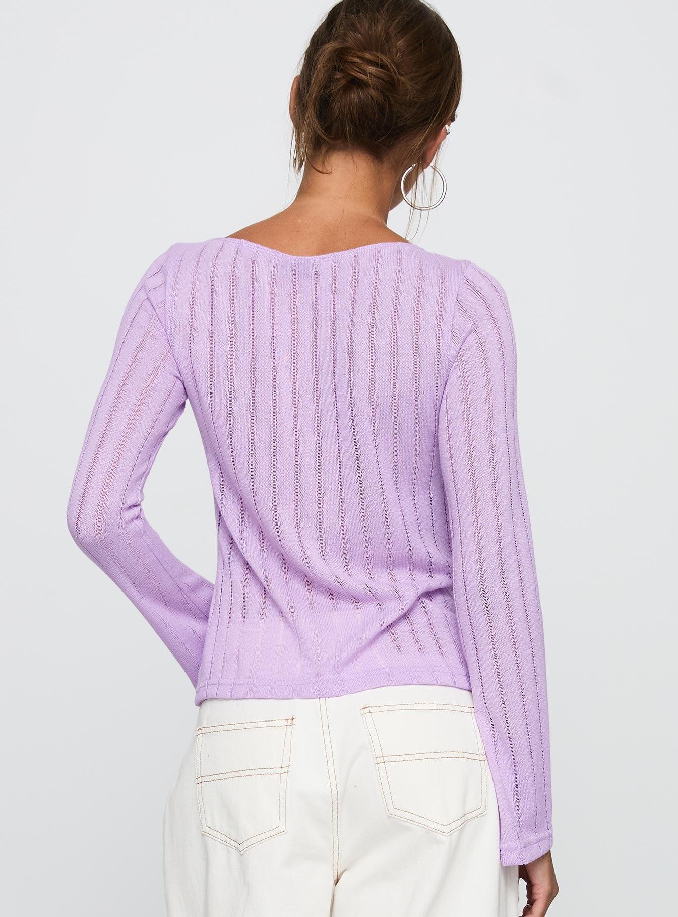 Tuppence Ribbed Long Sleeve Top Lilac Product Image