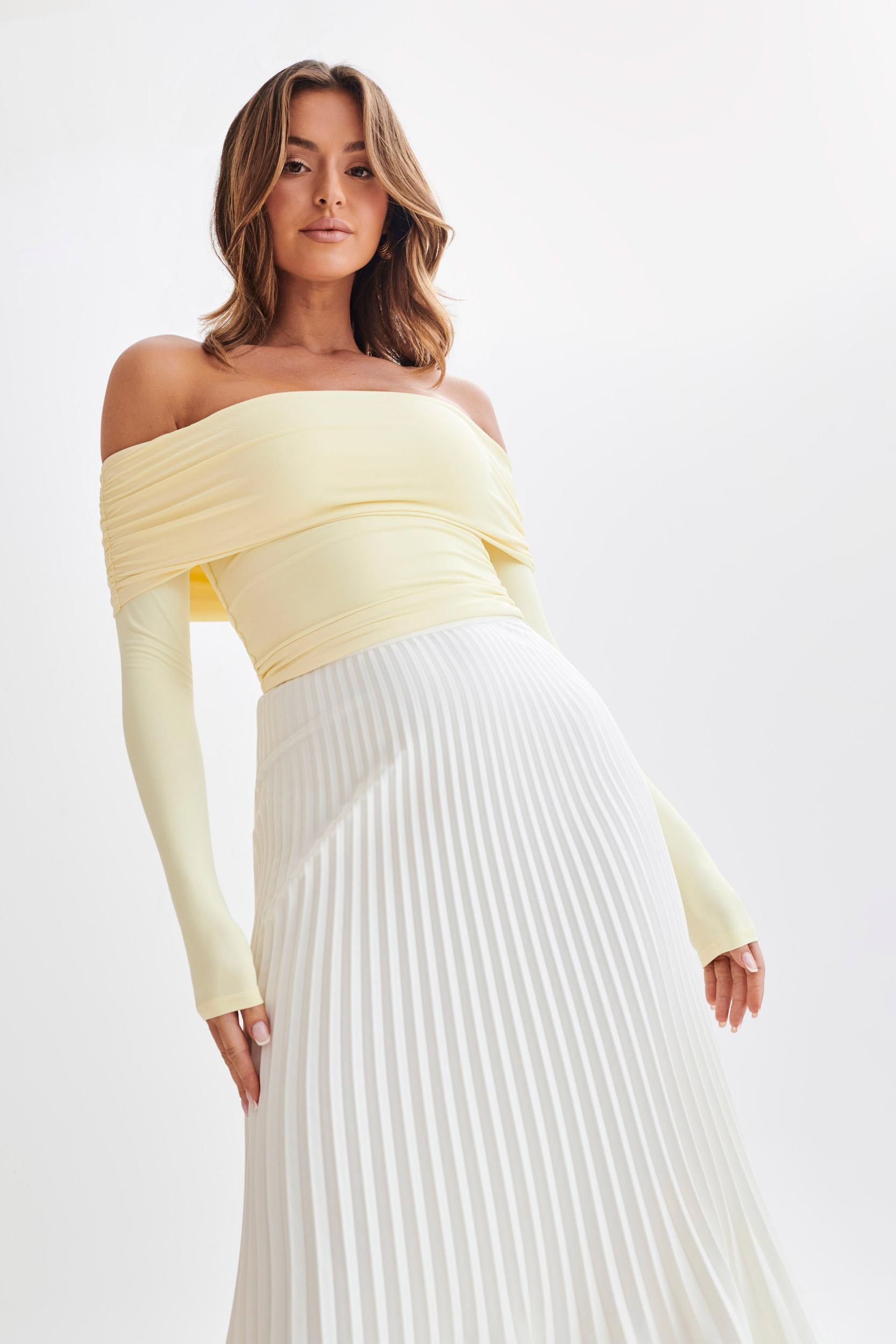 Lucinda Recycled Nylon Off Shoulder Top - Lemon Product Image