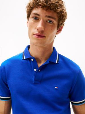 Slim Fit Stripe-Cuff Stretch Pique Polo Product Image