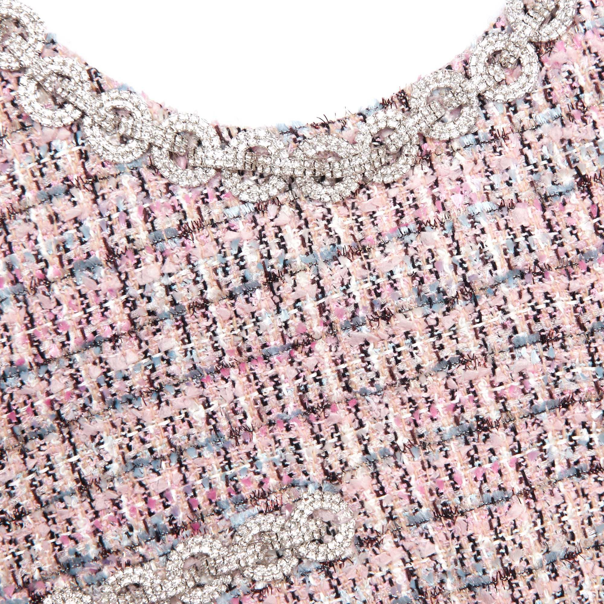 Pink Boucle Sleeveless Mini Dress Product Image