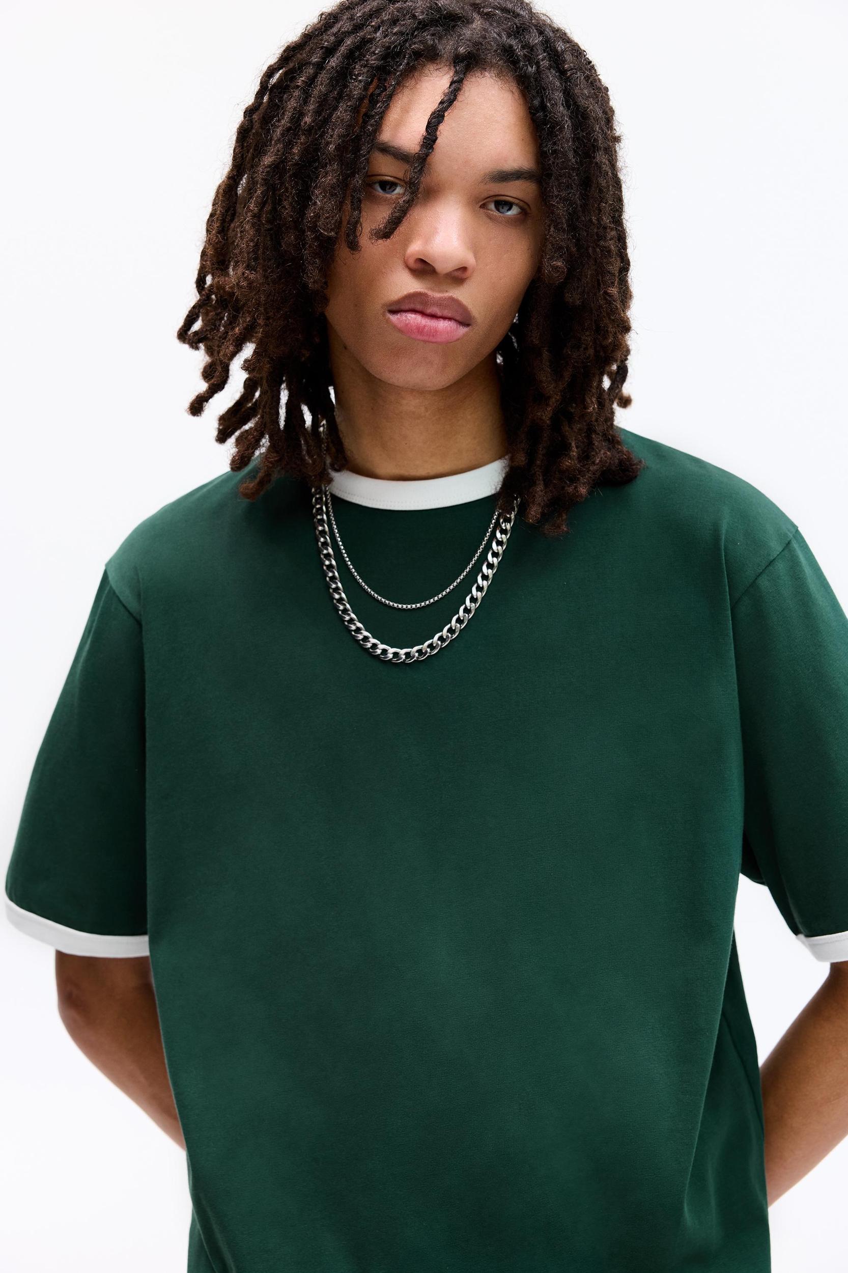 T-shirt with contrast ribbed trims Product Image