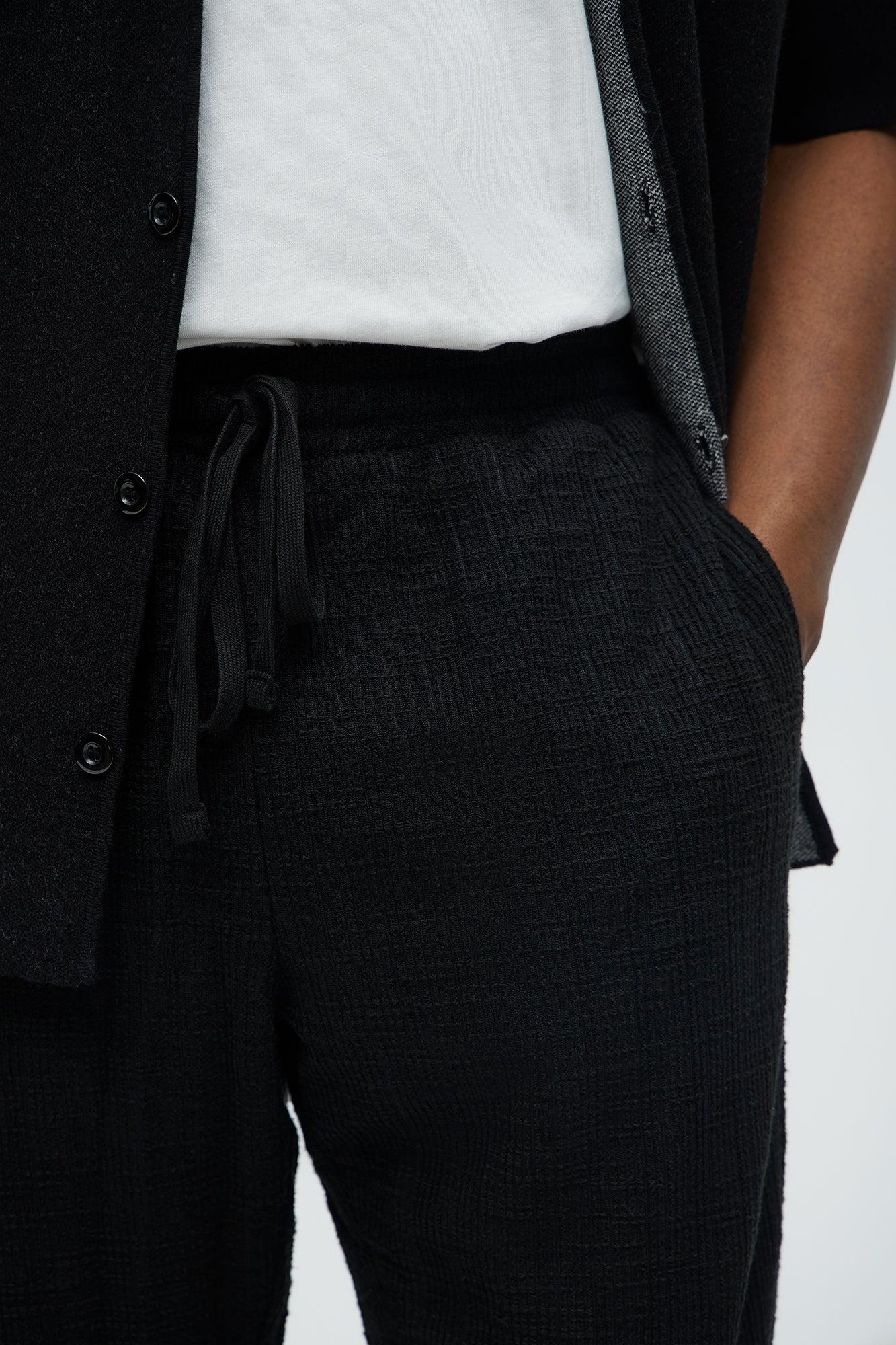 Dean Textured Slim Pants - Black Product Image
