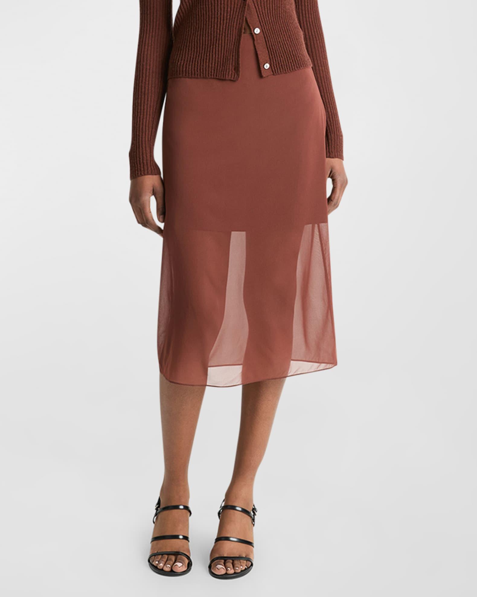 Sheer Chiffon Midi Pencil Skirt Product Image