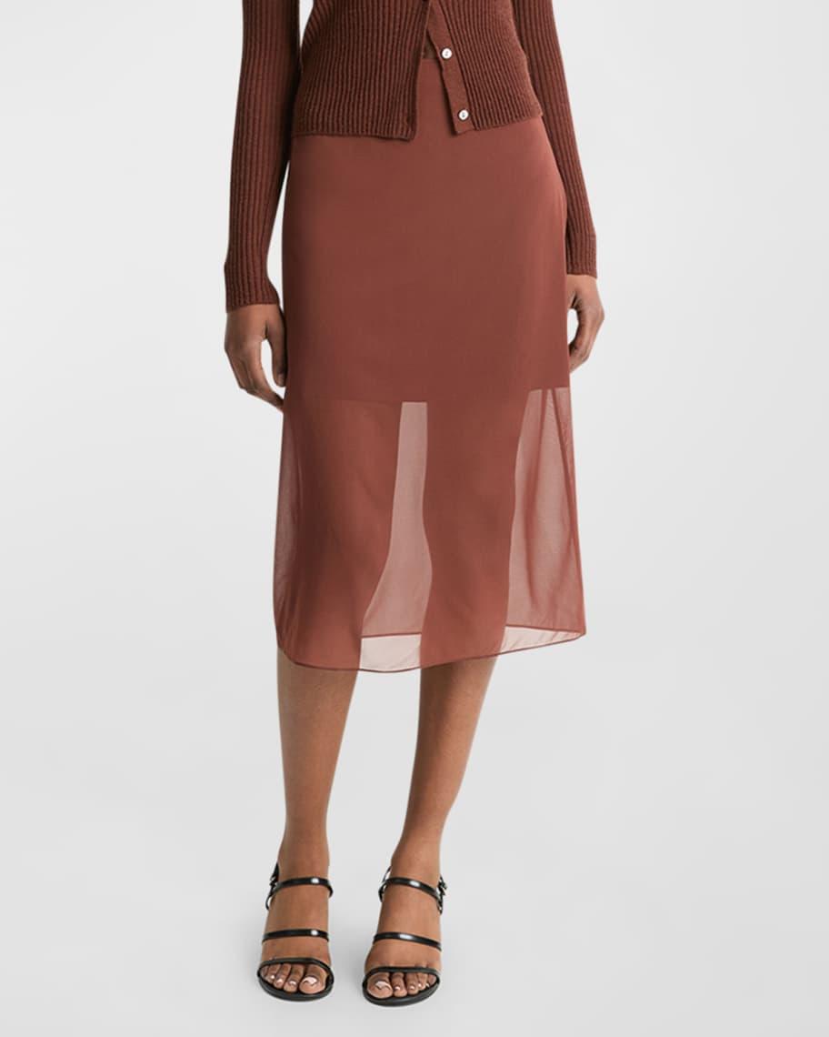 Sheer Chiffon Midi Pencil Skirt Product Image