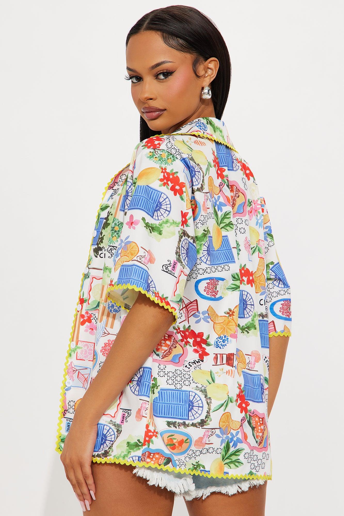 A Taste Of Summer Button Up Shirt - Multi Color Product Image