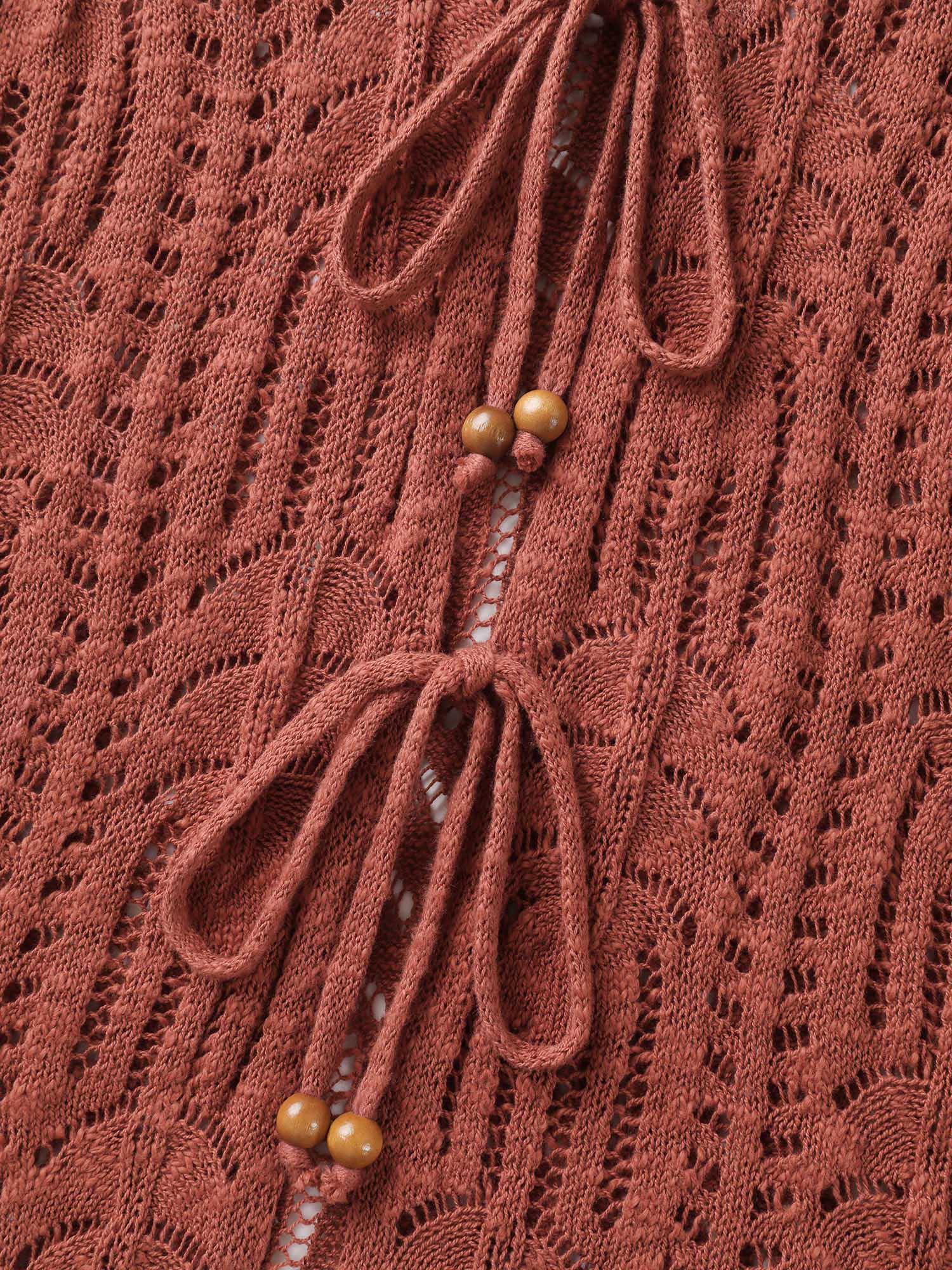 Cotton Breezy Front Double Tie Lightweight Cardigan Female Product Image