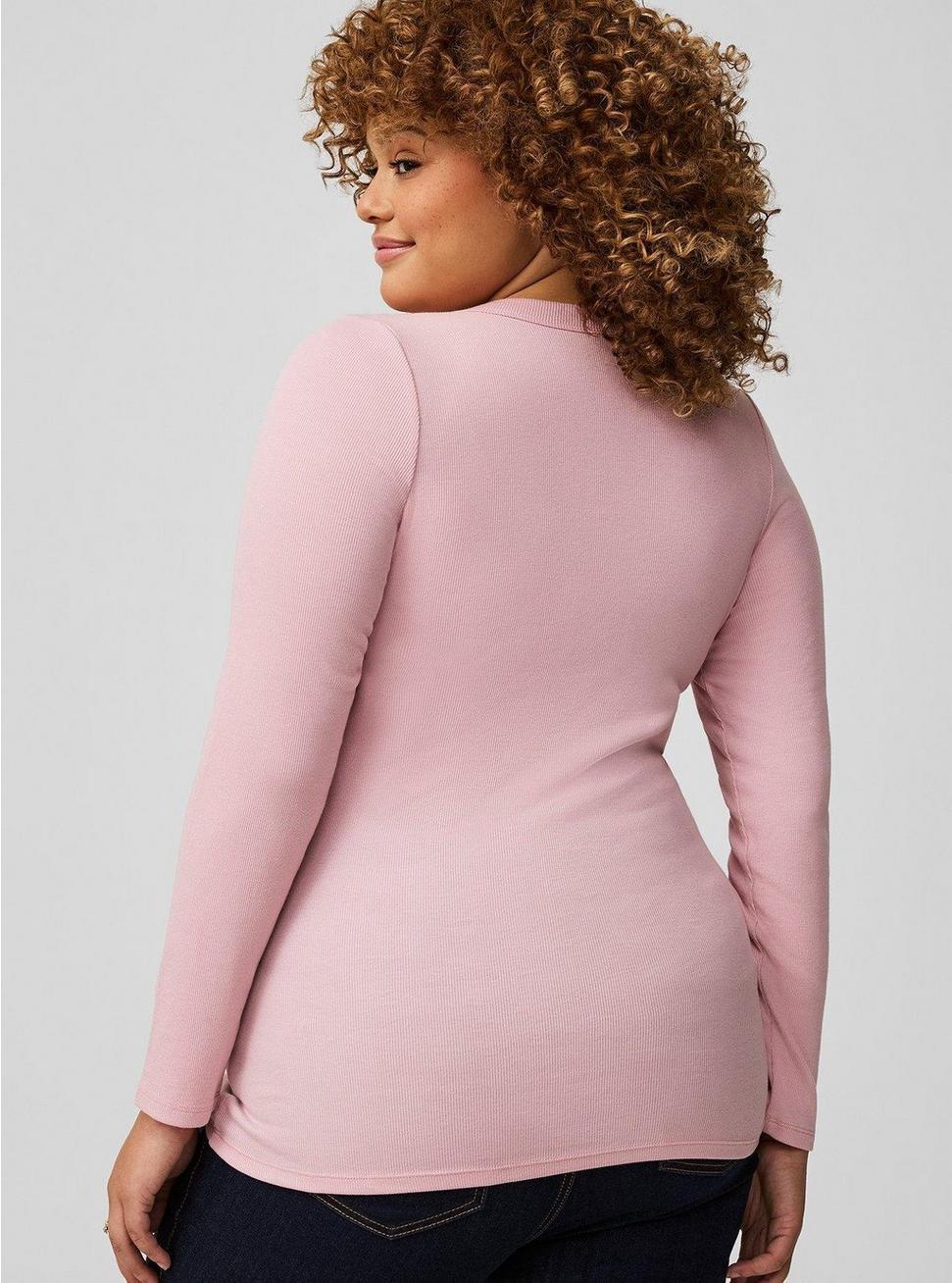 Ribbed V-Neck Long Sleeve Top Product Image