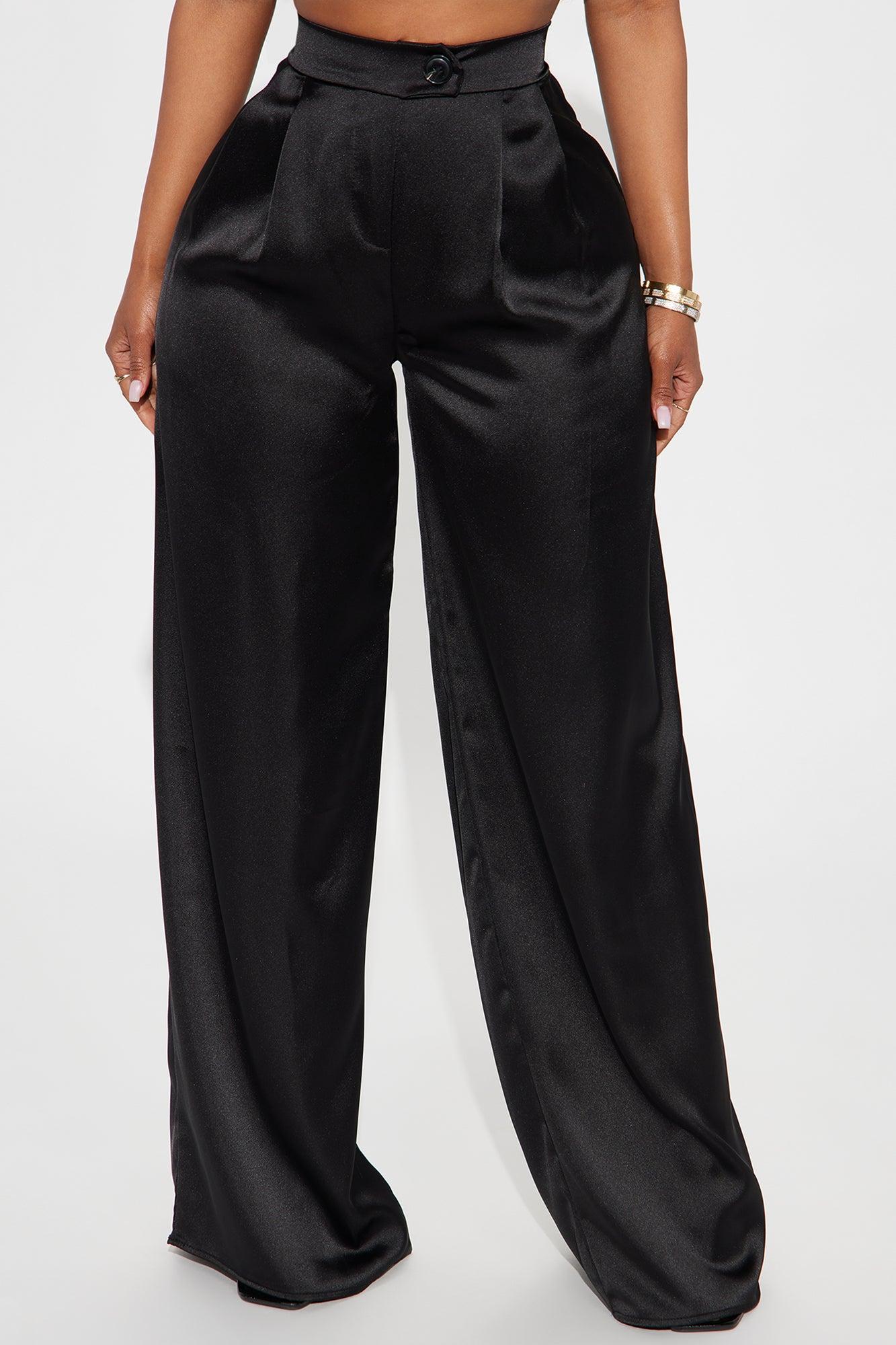Tone It Down Satin Trouser - Black Product Image