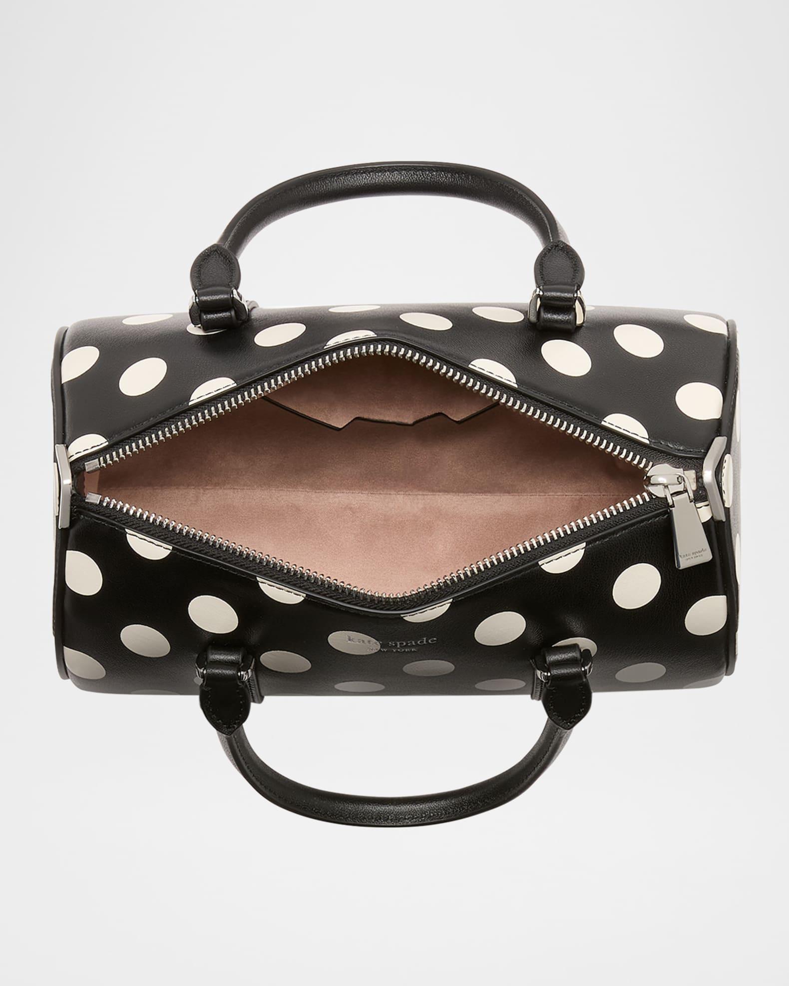 spade icon small polka dot leather barrel top-handle bag Product Image