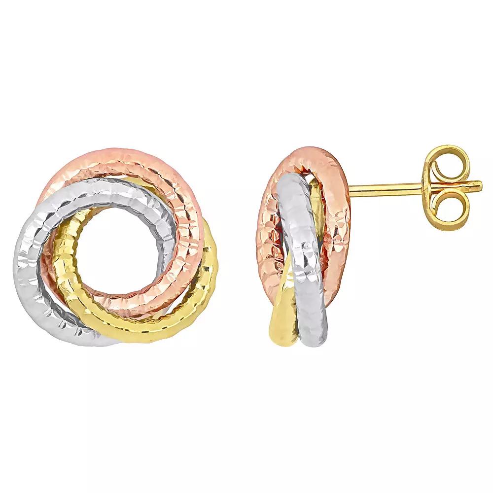 Stella Grace 3-Tone 10k Gold, Rose Gold & White Gold Open Love Knot Stud Earrings, Women's, 10k  Tone Product Image