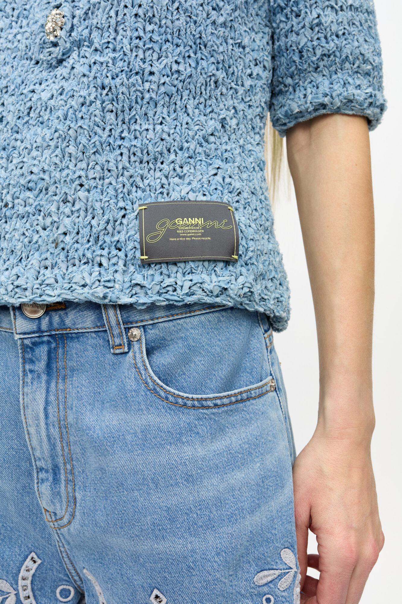 Blue Denim Handknit Polo Product Image