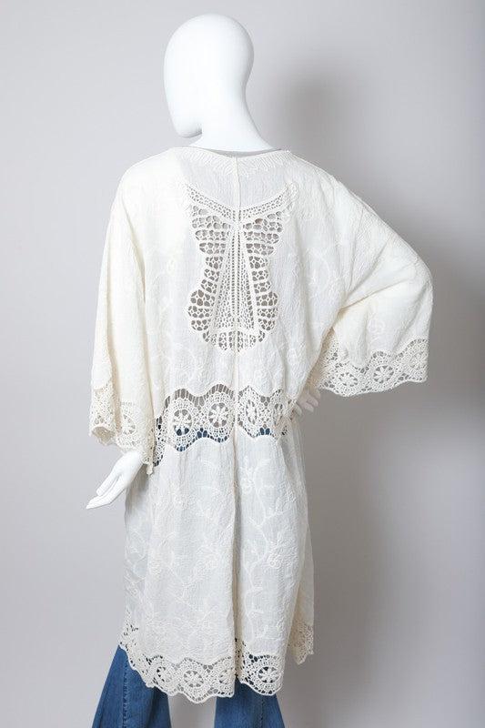 Crochet Open Patch Longline Kimono Product Image