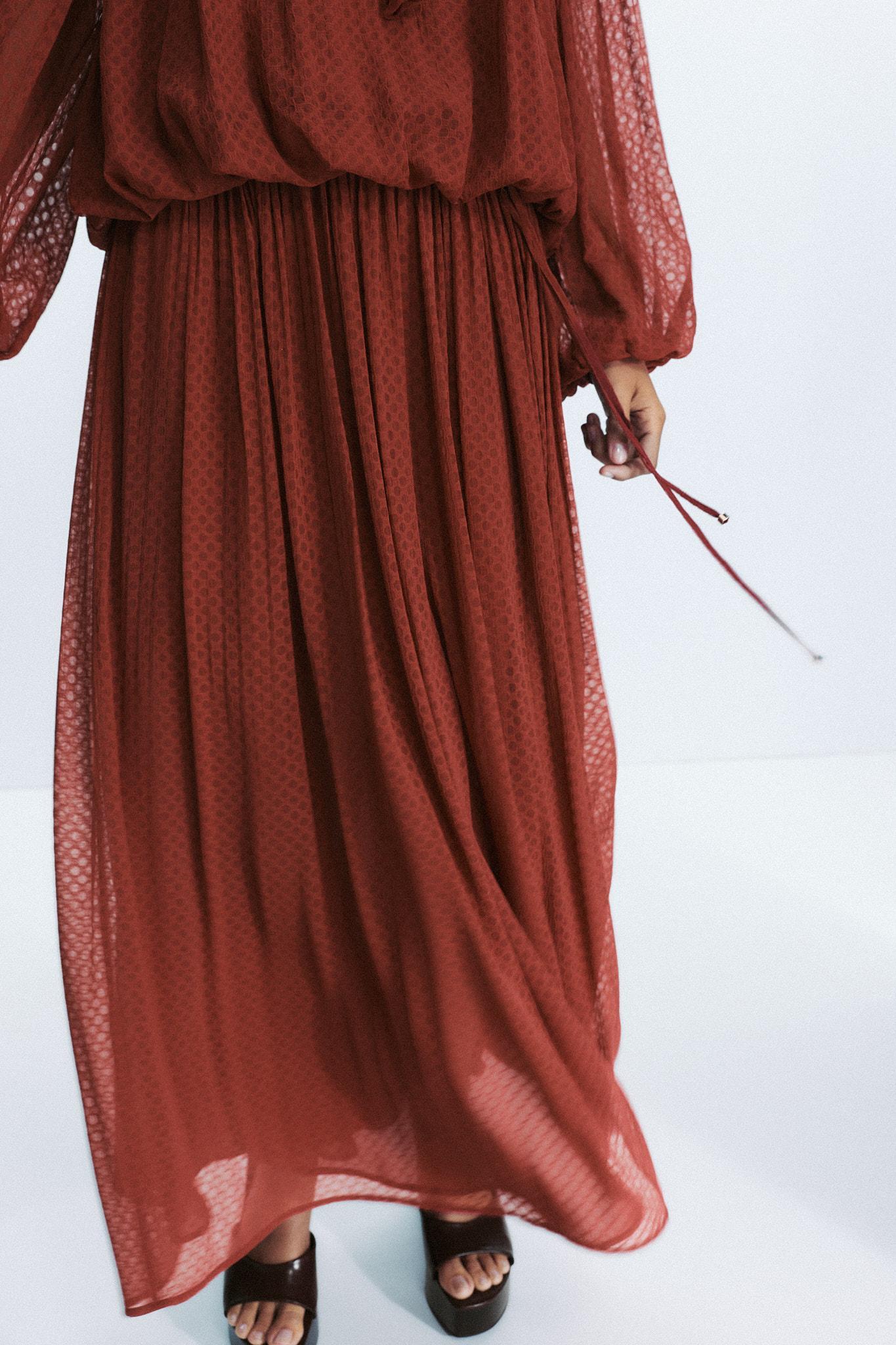 BELTED PLEATED MIDI SKIRT Product Image