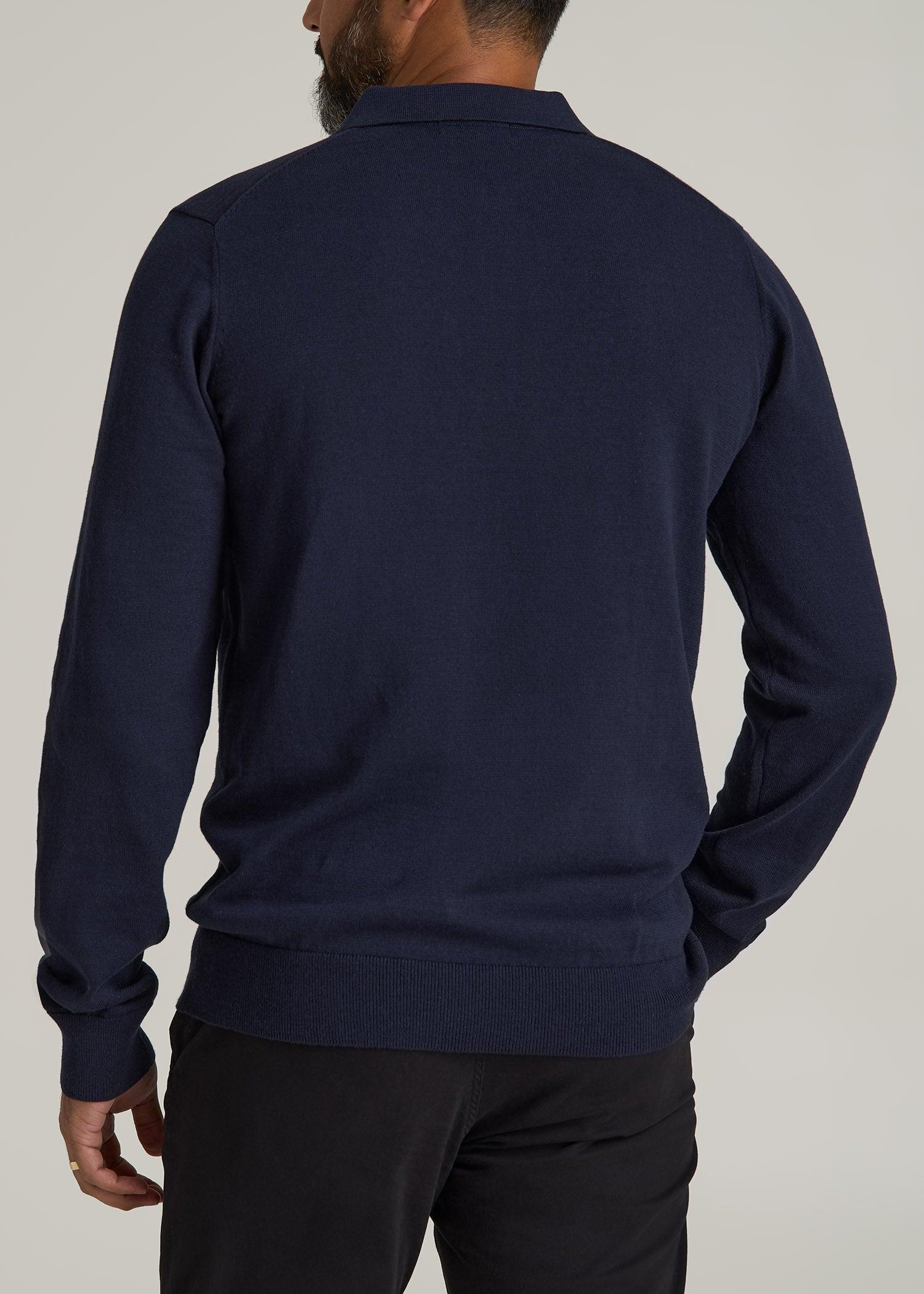 Polo Sweater for Tall Men in Evening Blue Male Product Image