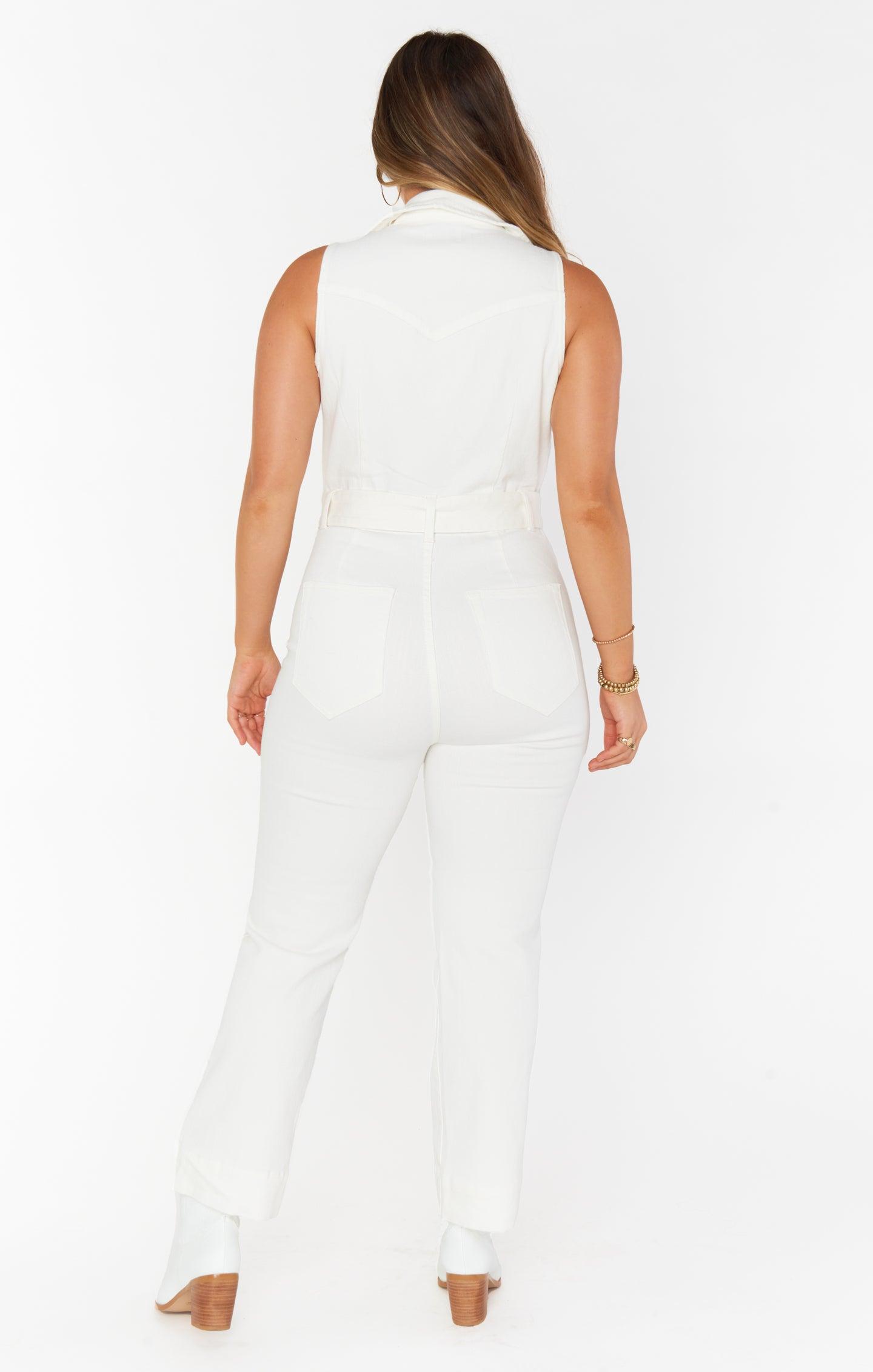 Jacksonville Cropped Jumpsuit ~ Pearly White Product Image
