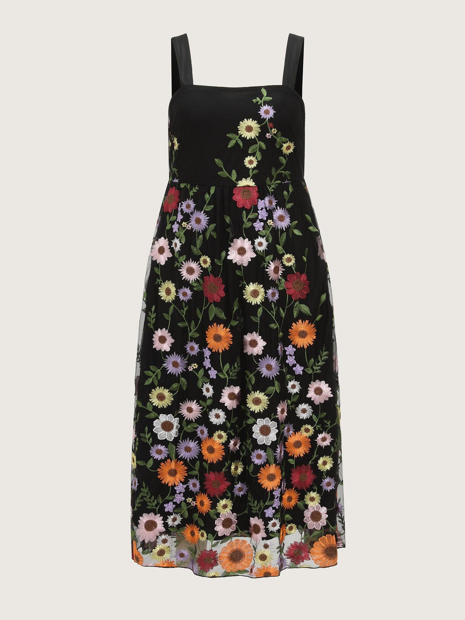 Pretty Florals Embroidered Mesh Maxi Dress Female Product Image