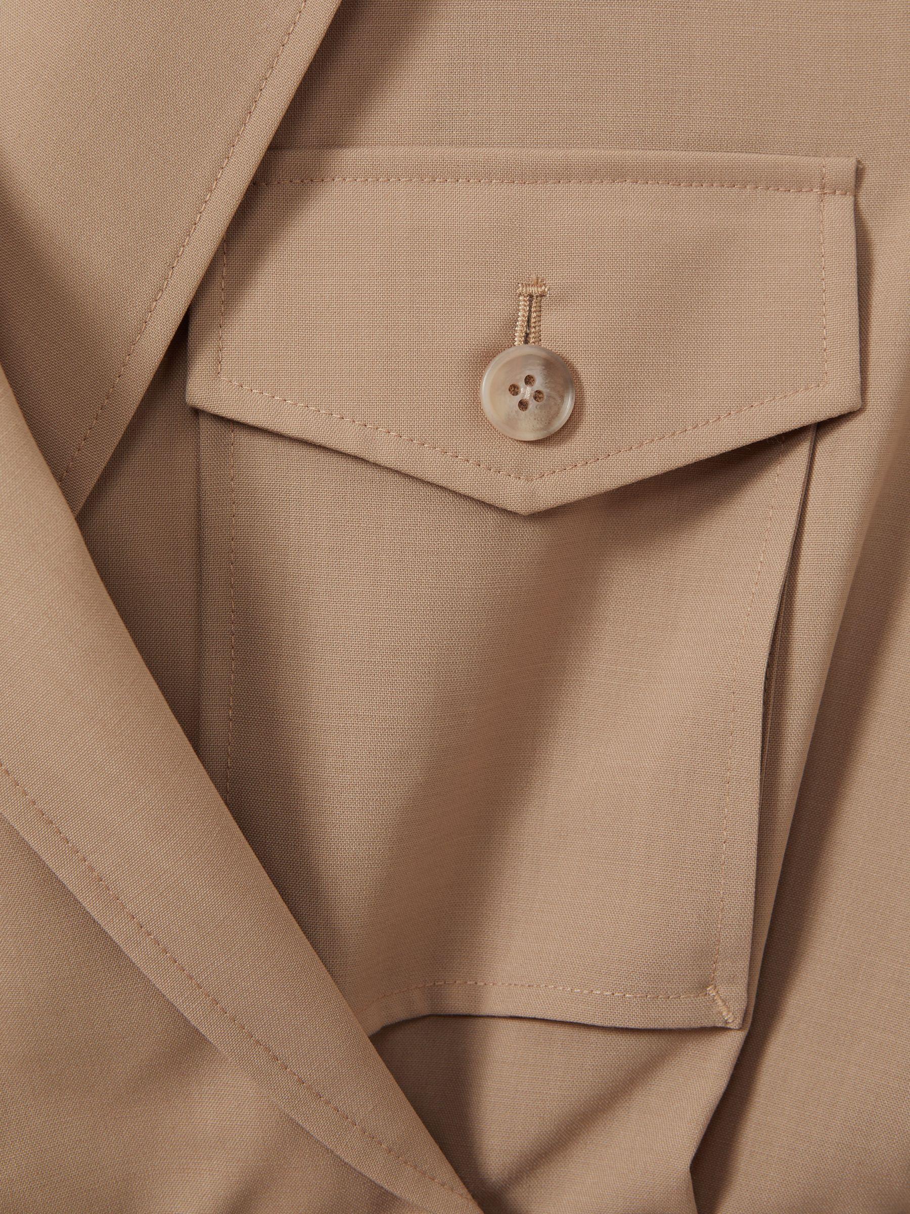 Wool Blend Double Breasted Belted Jumpsuit in Stone Product Image