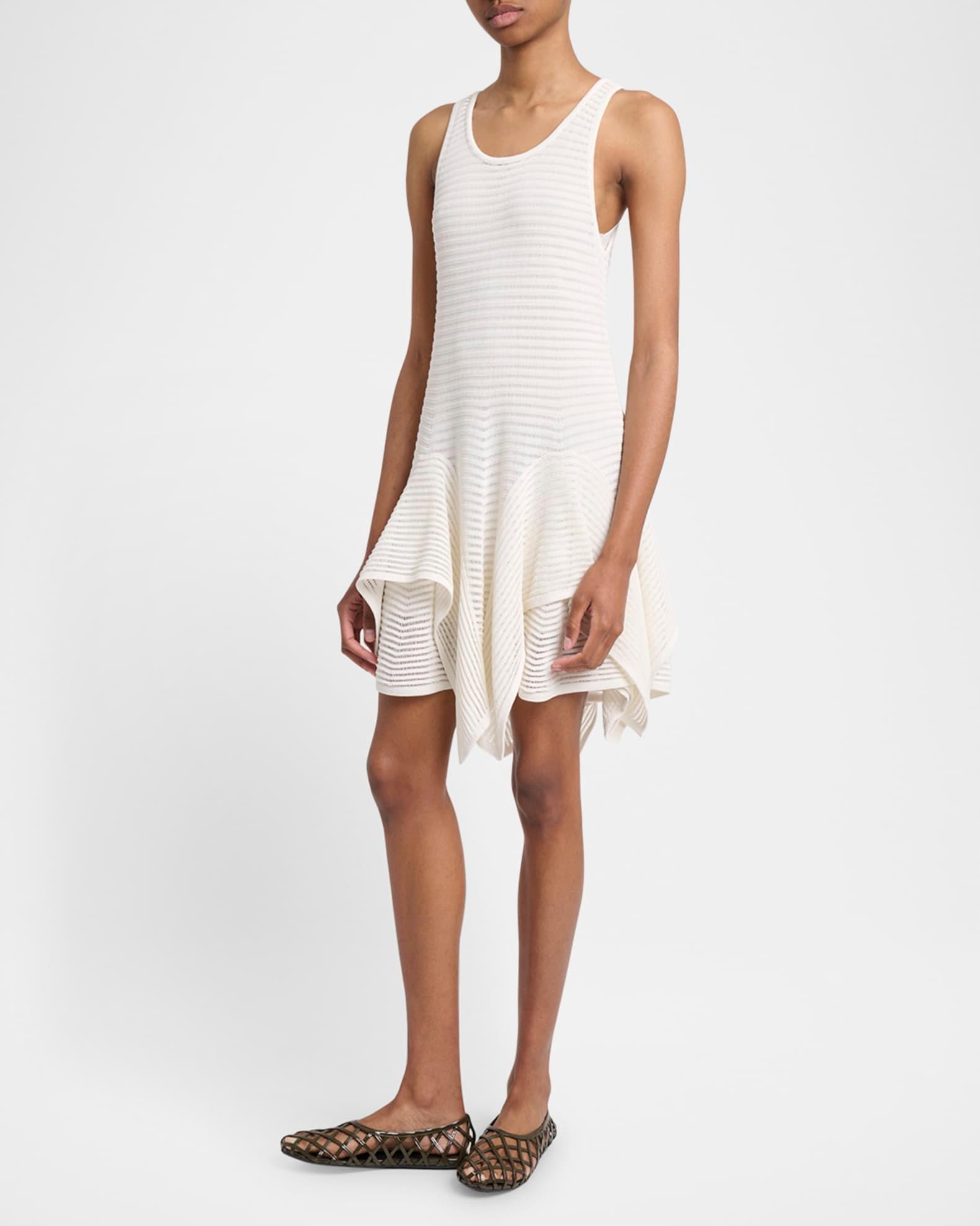 Ladder Knit Sleeveless Ruffle-Slits Midi Dress Product Image