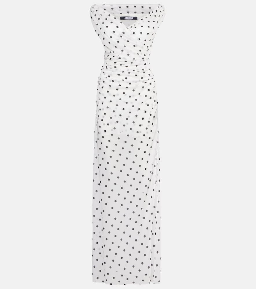 JACQUEMUS Women Rita Pois Long Dress In White Product Image