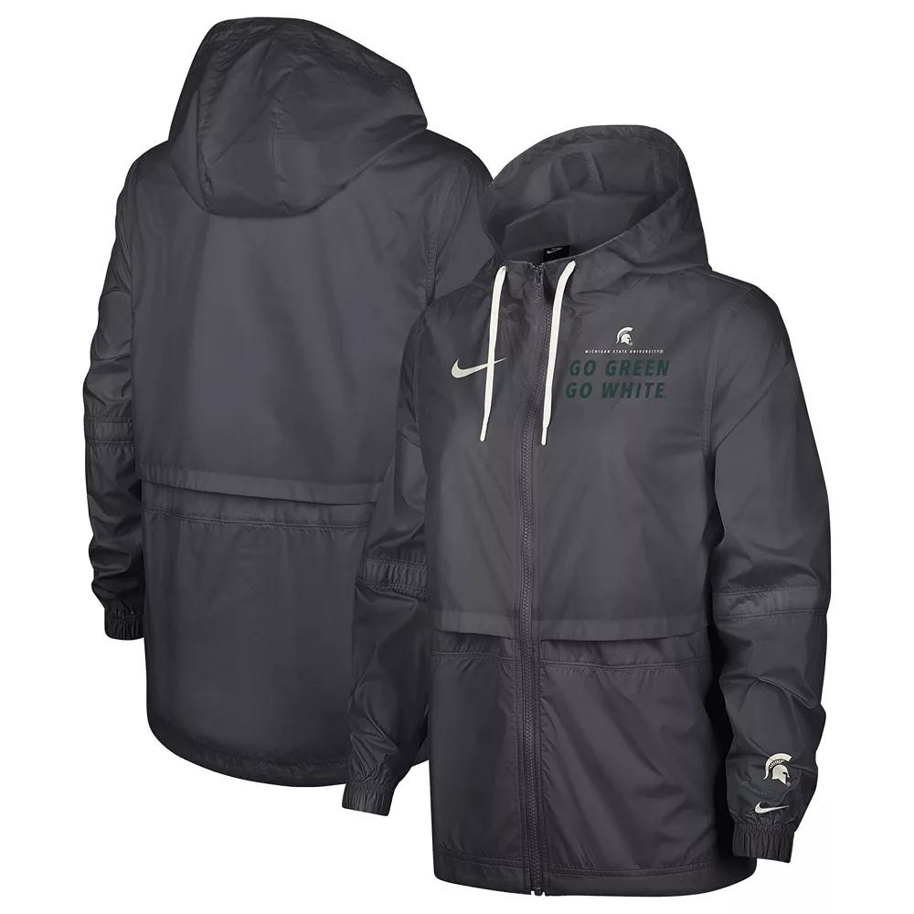 Women's Nike Anthracite Michigan State Spartans 2-Hit Windrunner Performance Full-Zip Jacket, Size: XS, Grey Product Image