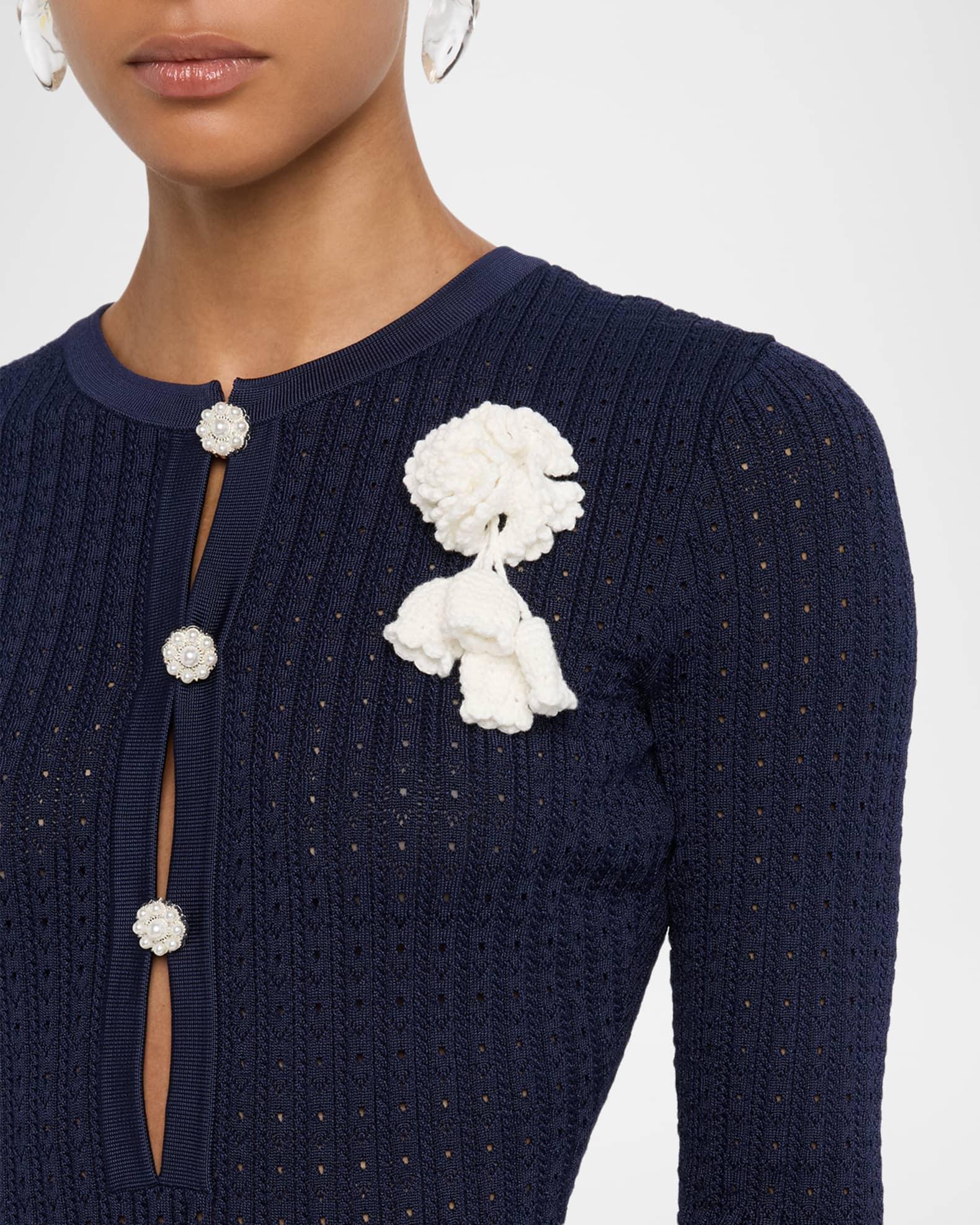 Pointelle Knit Flower Mini Dress Product Image