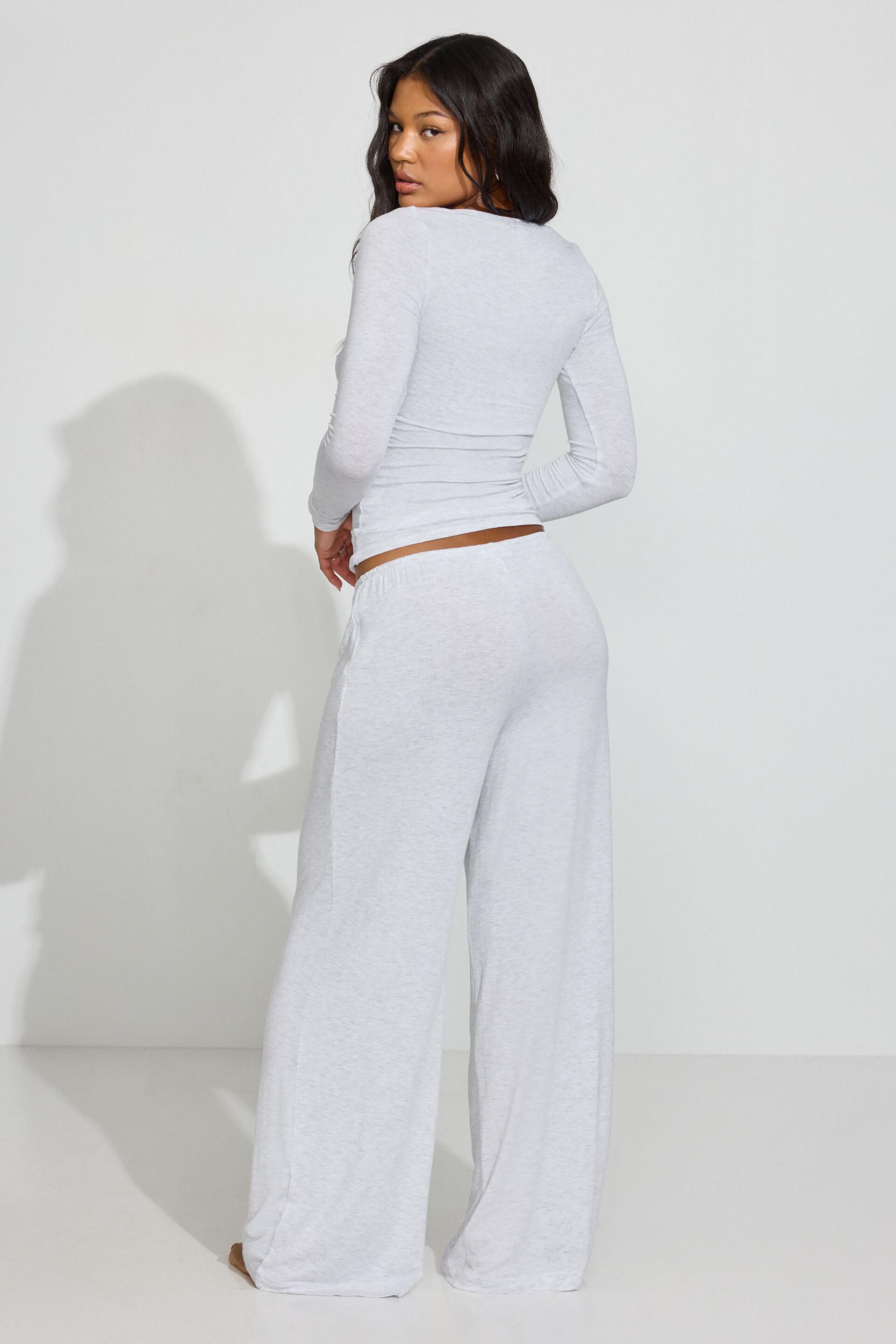 Sheer Ribbed Slouchy Pants Product Image