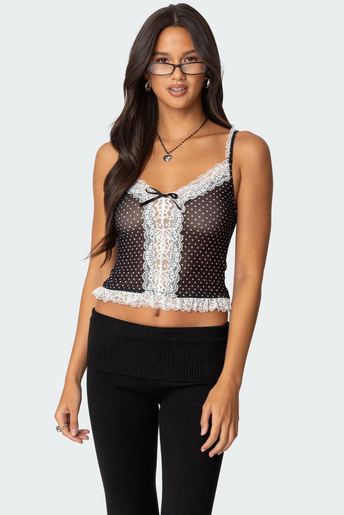 Polka Dot Sheer Mesh Tank Top Product Image