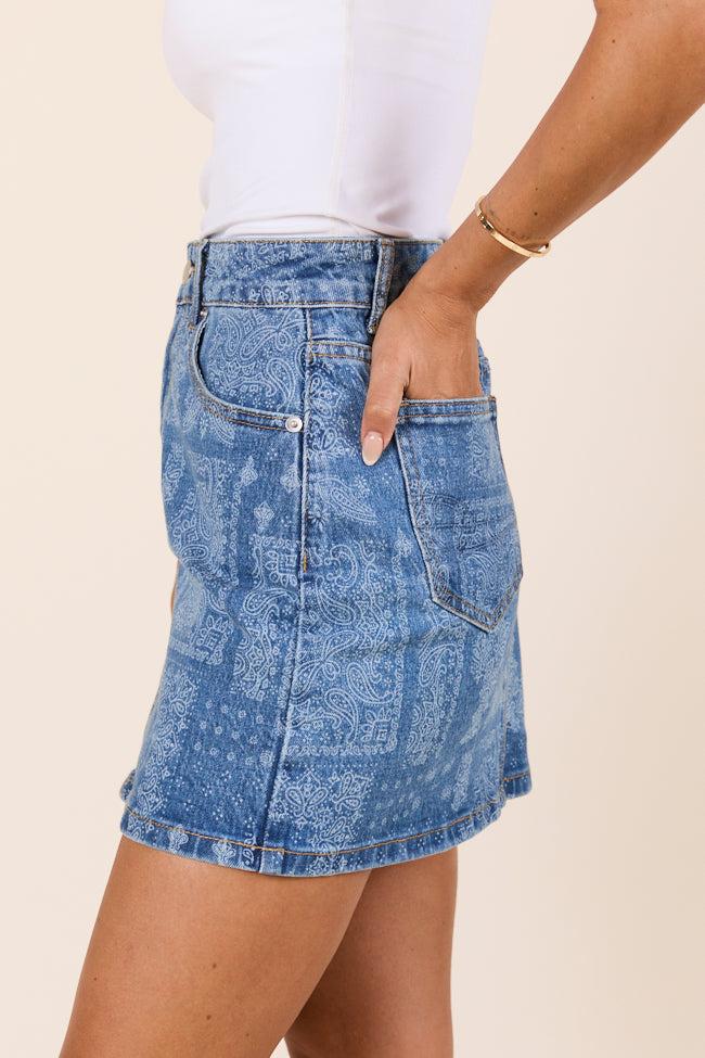 Thea Bandana Print Denim Skirt FINAL SALE Product Image
