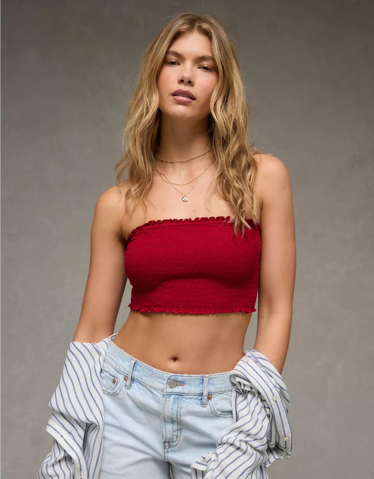 AE Sunchaser Knit Smocked Bandeau Product Image