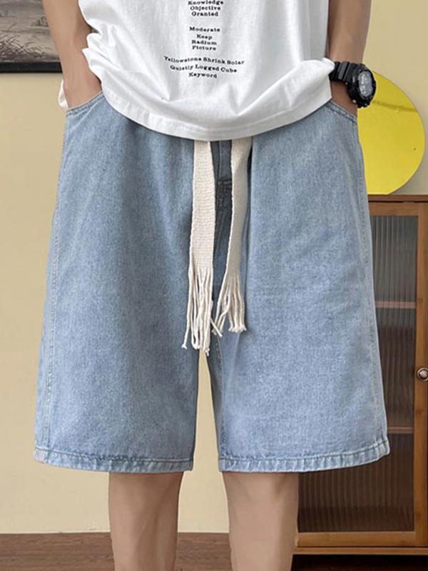 Men's Street Drawstring Denim Shorts Product Image
