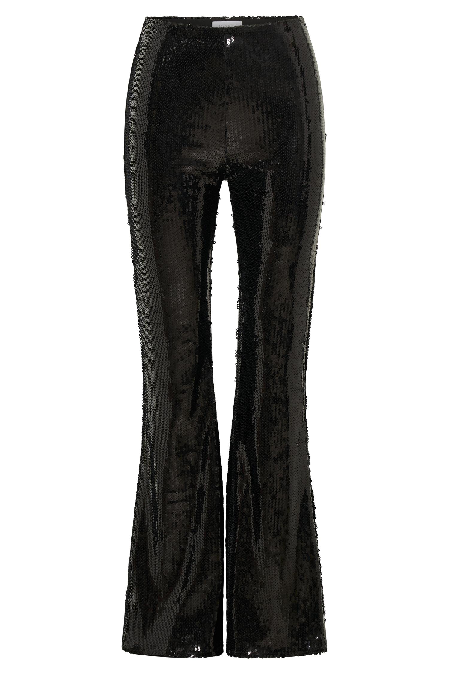 Wilma Wide Leg Sequin Pants - Black Product Image