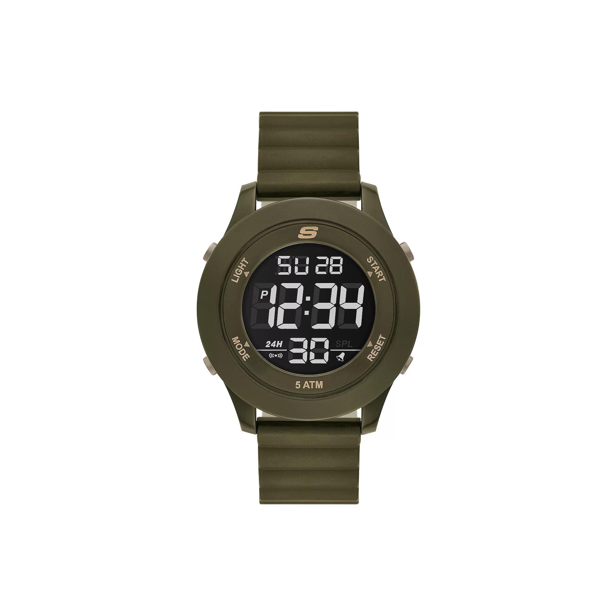 Skechers® Men's Slip Ins Magnetic Strap Digital Watch, Size: Large, Olive Green Product Image