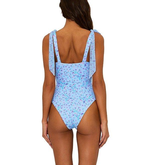 Beach Riot Dede Ruched Mesh Underwire Tie Shoulder One Piece Swimsuit Product Image