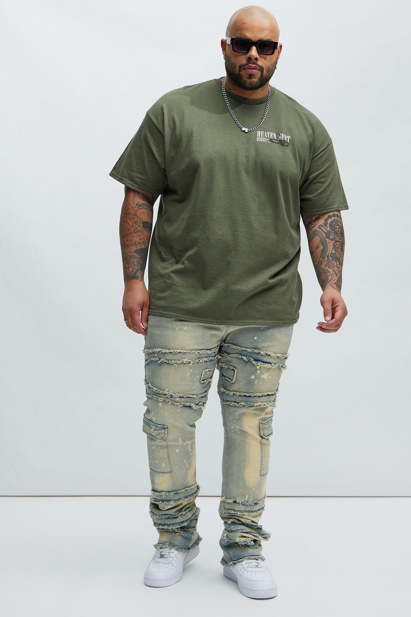 With Some Fray Skinny Flare Cargo Jeans - Light Blue Wash Product Image