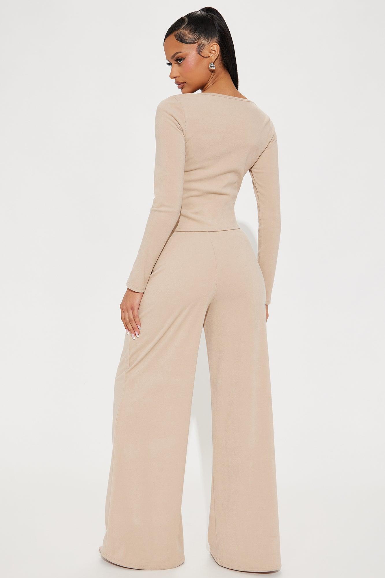 Cozy Henley Top And Pant Set - Taupe Female Product Image