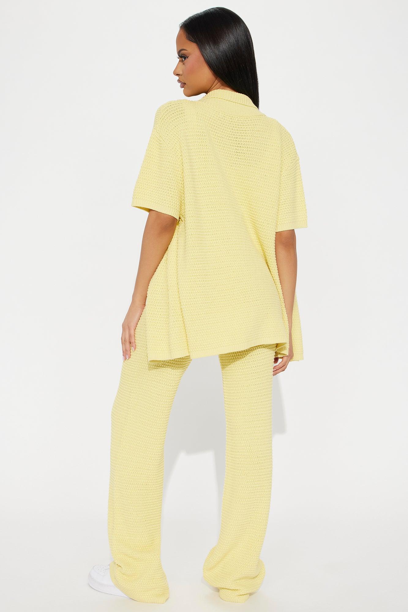 Calli Crochet Pant Set - Yellow Product Image