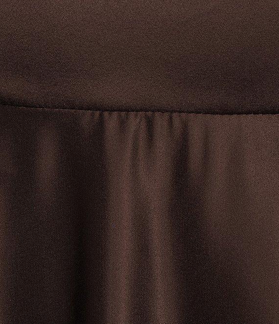 B. Darlin Satin Scoop Neck Spaghetti Strap Lace-Up Back Side Slit A-Line Dress Product Image