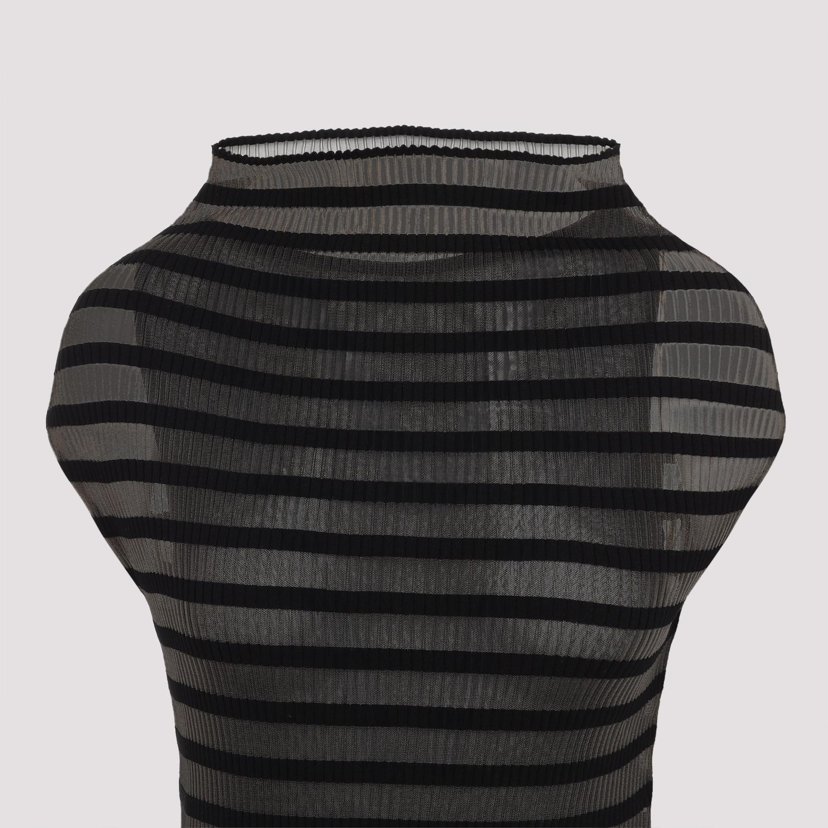 JEAN PAUL GAULTIER Mariniere Striped Cap-sleeve Nylon Maxi Dress In Black Product Image