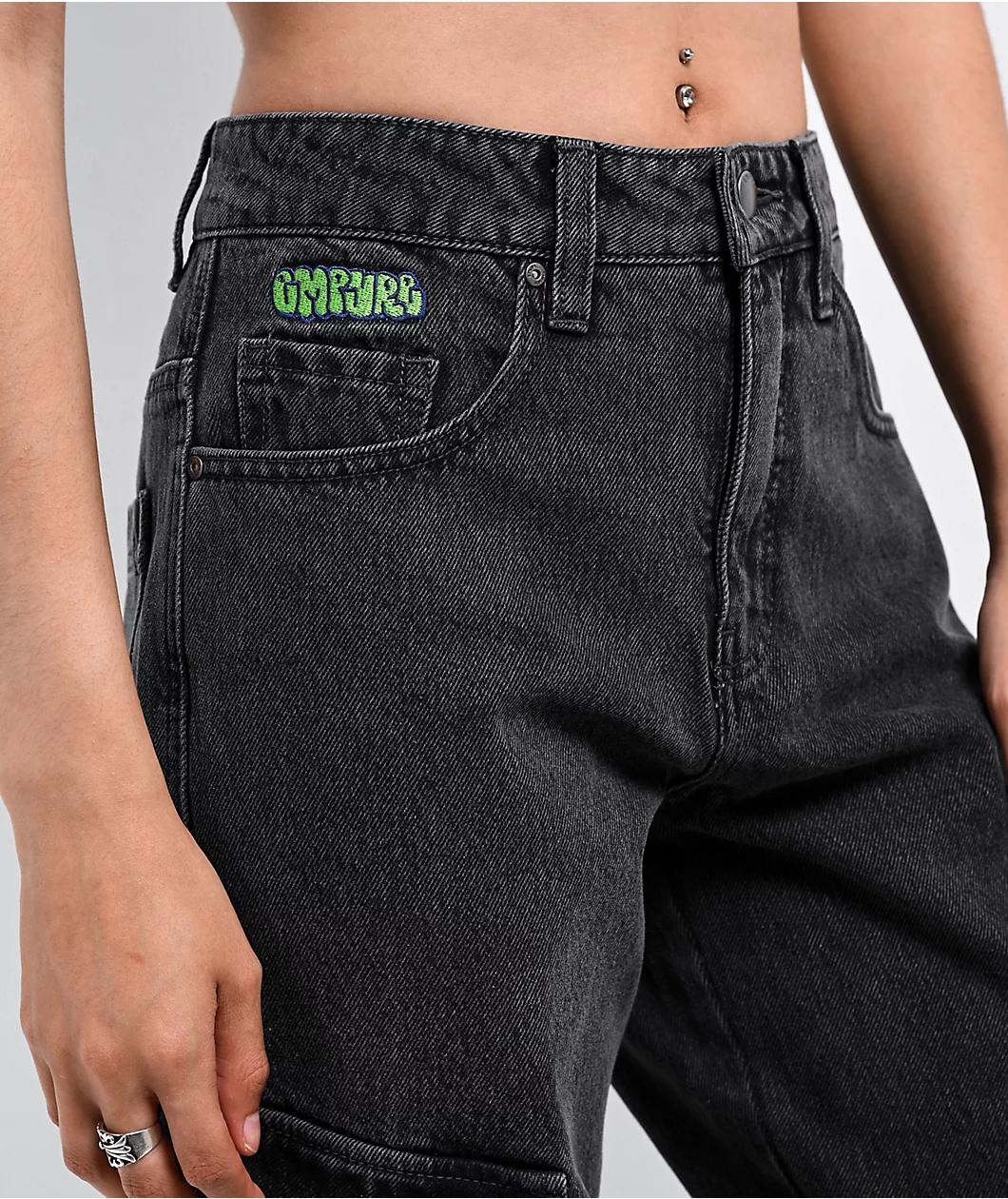 Empyre Loiter Slouchy Black Wash Cargo Denim Jeans Product Image