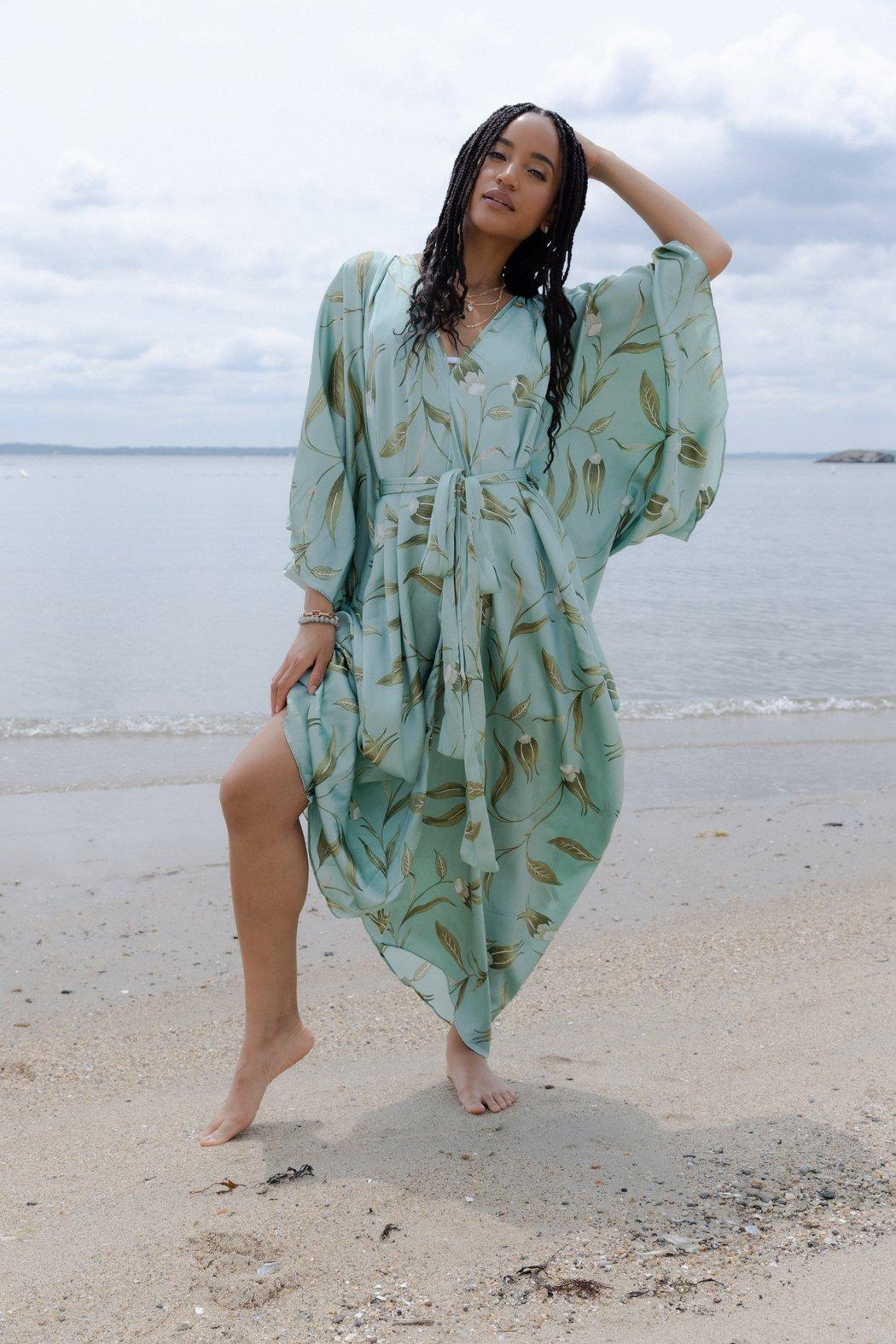 Satin Kaftan Tie-Front Maxi Product Image