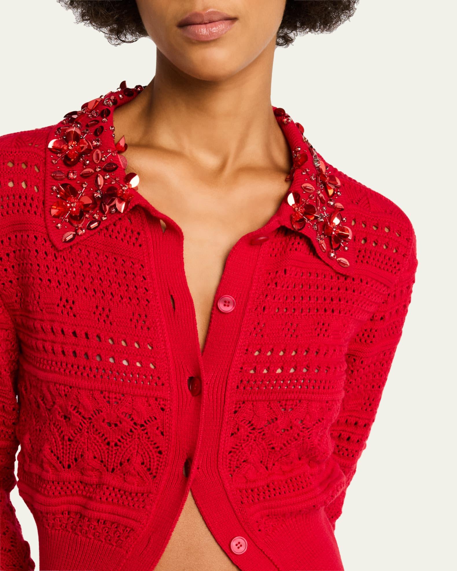 Embellished Open-Knit Cardigan Product Image