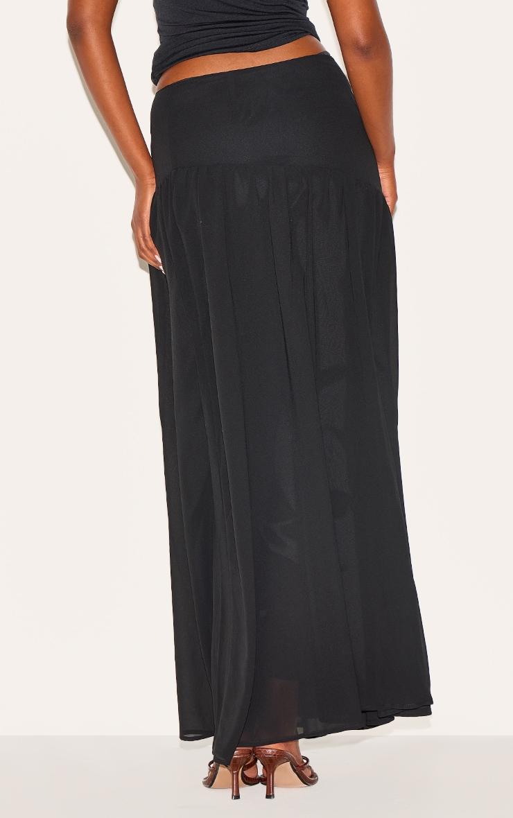 Black Asymmetric Drop Waist Maxi Skirt Product Image