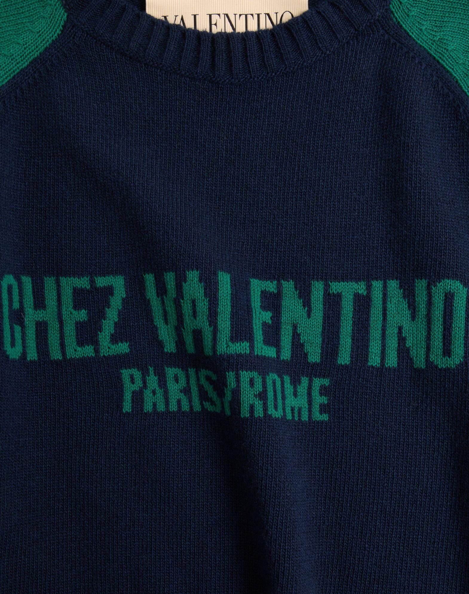 Wool And Cotton Sweater With Chez Valentino Jacquard Pattern Product Image