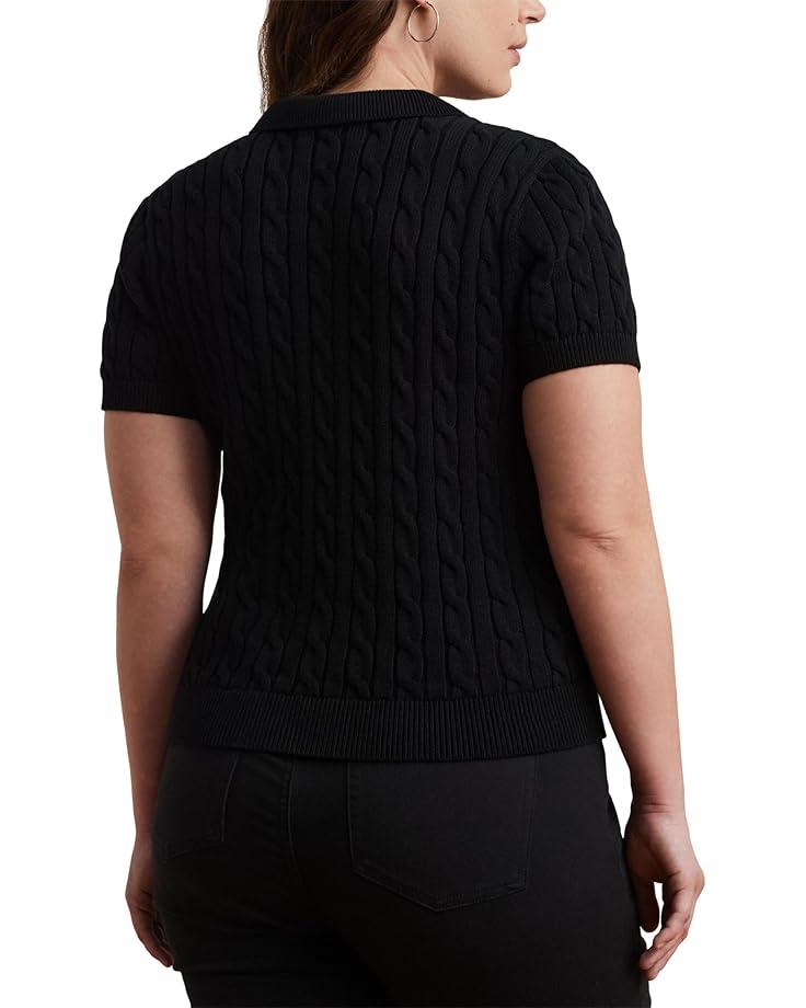 Cable-Knit Cotton Polo Sweater Product Image