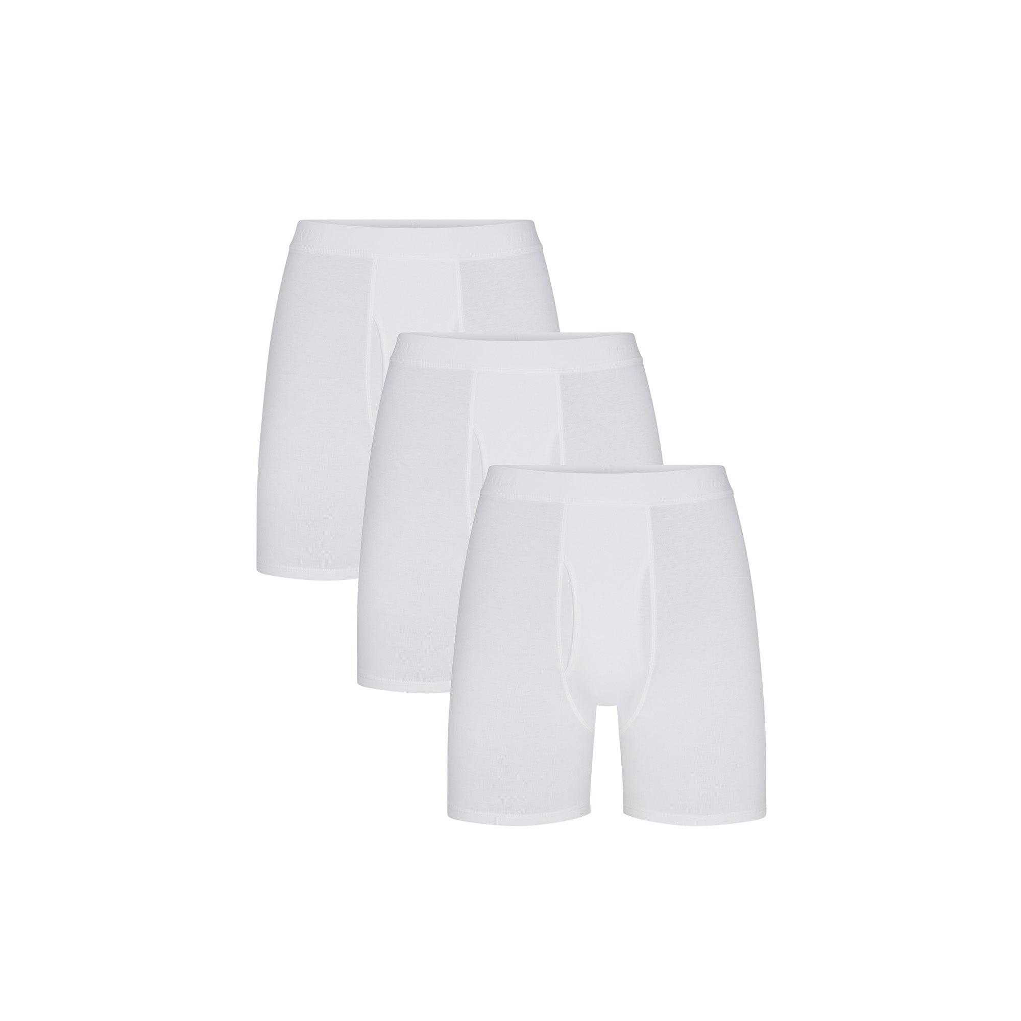 SKIMS BASICS MENS COTTON BOXER BRIEF 3-PACK | CHALK Product Image